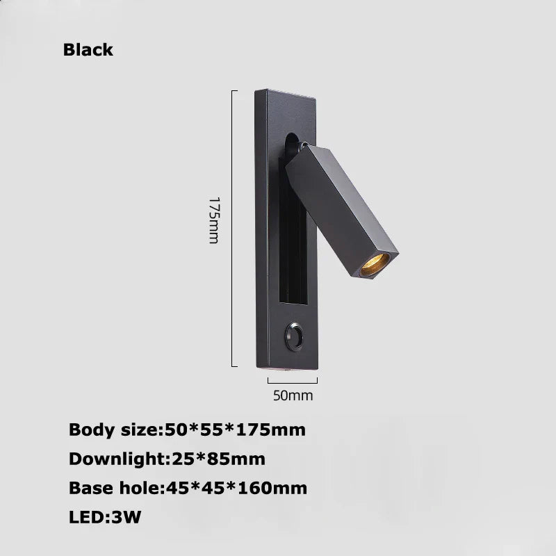 Decorbites™ LED-Wandleuchte mit Schalter, USB-Anschluss, drehbar – Leselampe für das Schlafzimmer