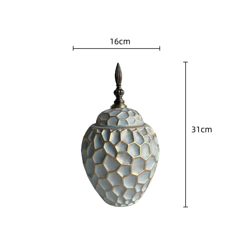 DecorBites™ Geometric Diamond Check Ceramic Vase: Home Decor Floral Arrangement & Accessories