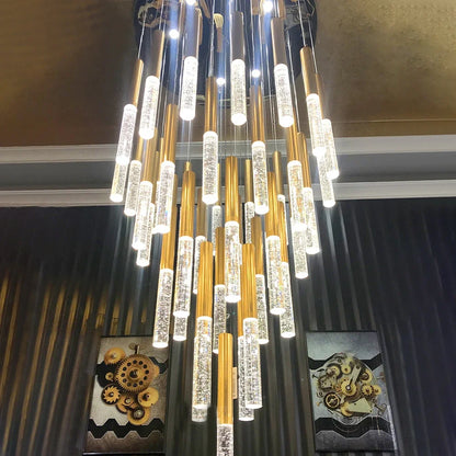 DecorBites™ Crystal LED Chandelier: Stylish Lighting for Staircase & Living Room