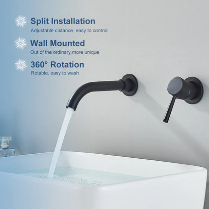 DecorBites™ Gold Wall Mounted Basin Faucet with 360° Rotation - Dual Hole Mixer Tap