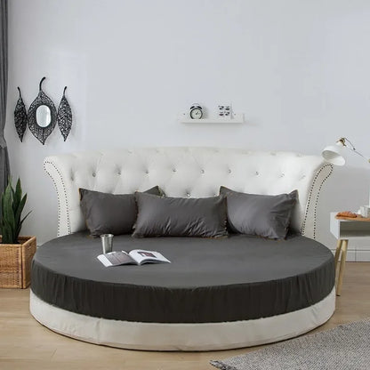 DecorBites™ Cotton Round Bed Sheet Set with Elastic Band, Soft & Skin-Friendly Fitted Sheets