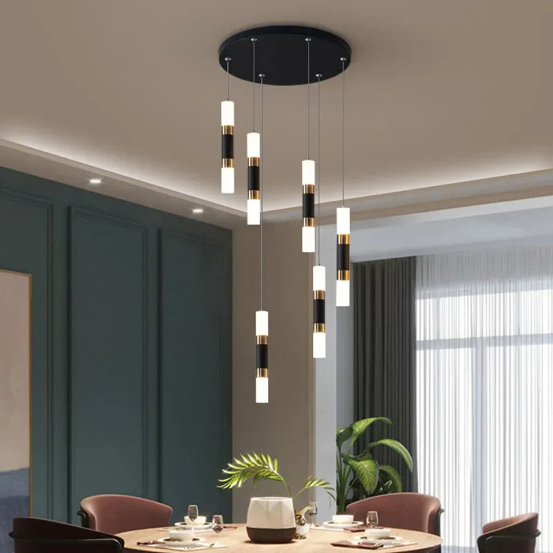 DecorBites™ Crystal LED Chandelier: Luxury Stair Lighting Fixture for Staircase, Minimalist Indoor Hangings