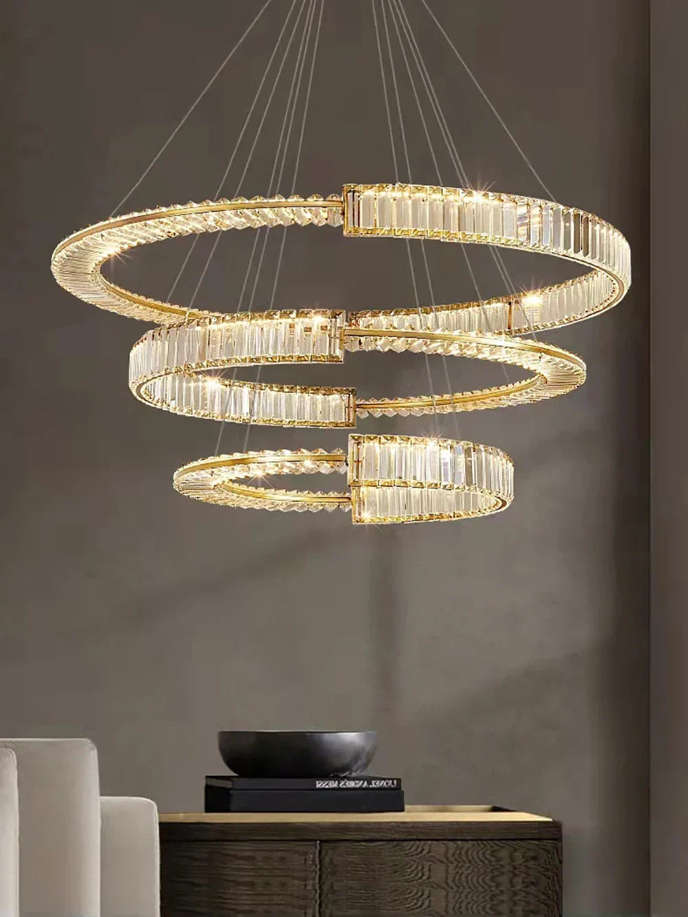 DecorBites™ Crystal Gold Ring LED Chandelier for Minimalist Luxury Home Decor