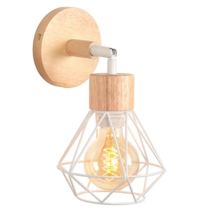 Decorbites™ Industrielle LED Holz Wandlampe E27 Retro Nachttischlampe Vintage Innenbeleuchtung
