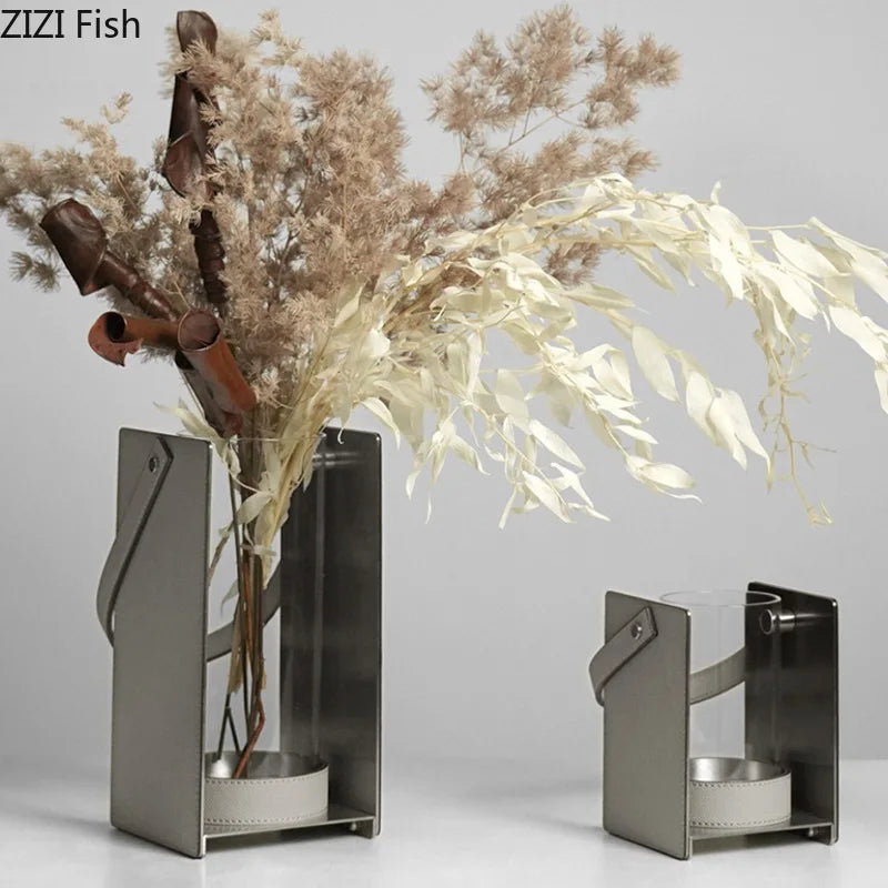 Glass Leather Vase Decor