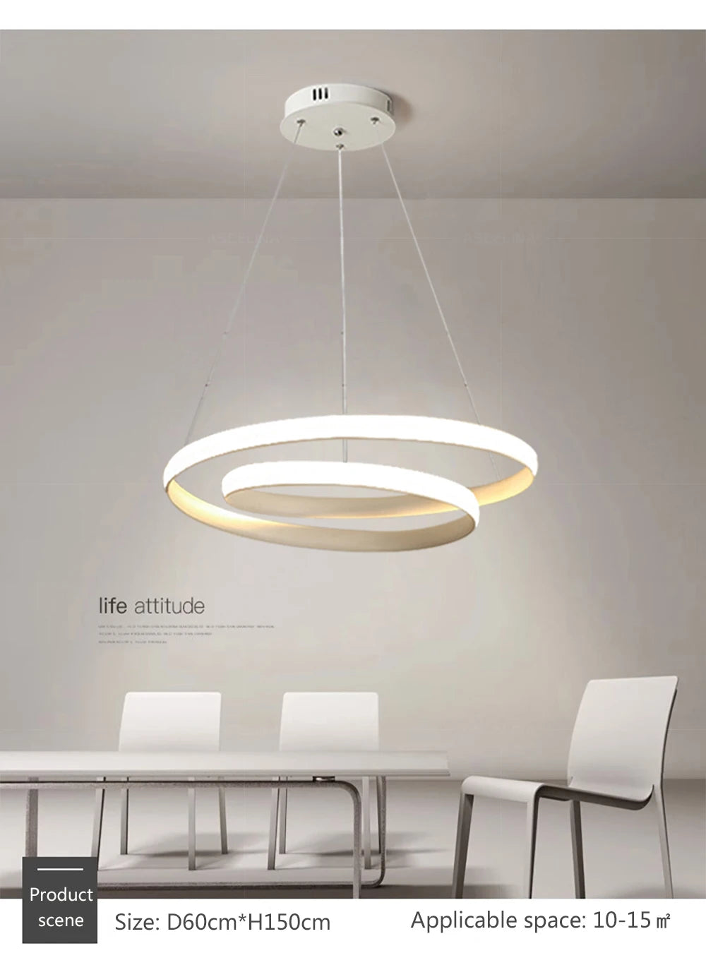 Nordische LED-Hängeleuchte Minimalistisches Doppelring-Design in Schwarz und Weiß Hauptlicht für Wohnzimmer Schlafzimmer Esszimmer Villa