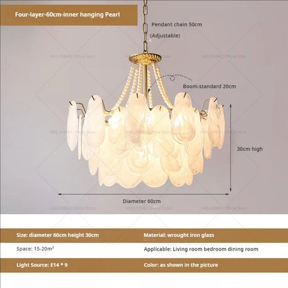 DecorBites™ French Chandelier Garden Light with K9 Crystal | Elegant Pearl Shell Design