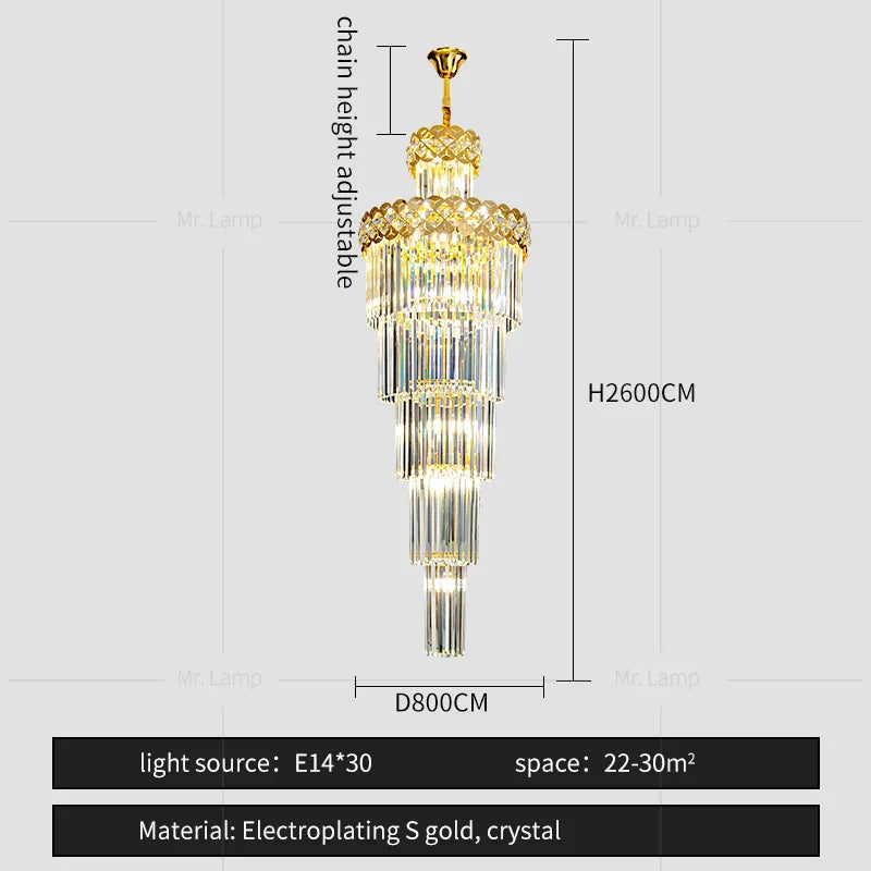 DecorBites™ Light Luxury Crystal Chandelier for Elegant Villa Living Room & Hotel Lobby