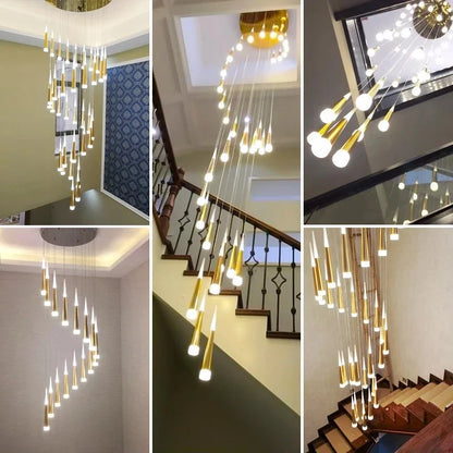 Decorbites™ Schwarze Acryl-LED-Kronleuchter-Treppenlichter - Kreatives Design im Meteoritenschauer-Stil