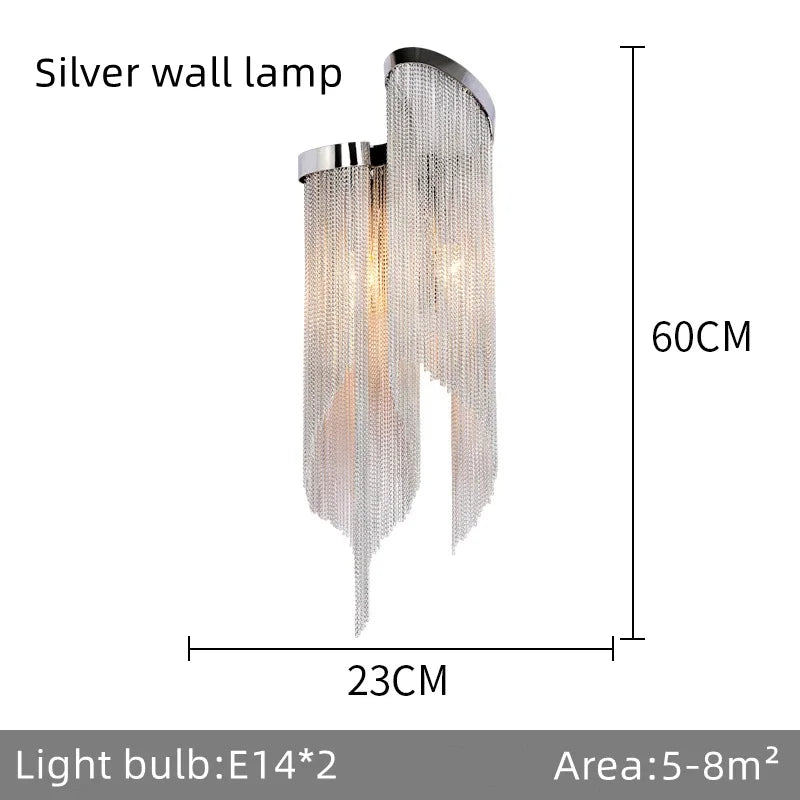 Decorbites™ Fransen-Kronleuchter: Silber- und Gold-Aluminium-Ketten-Hängeleuchte für luxuriöse Einrichtung von Zuhause und Hotel