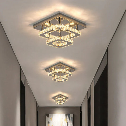DecorBites™ Crystal LED Flush Mount Ceiling Light for Kitchen Hallway - Modern Chandelier Fixture
