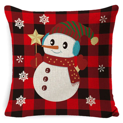 DecorBites™ Elk Print Linen Pillowcase: Festive Christmas Cushion Cover for Sofa - 2023 New Year Decor