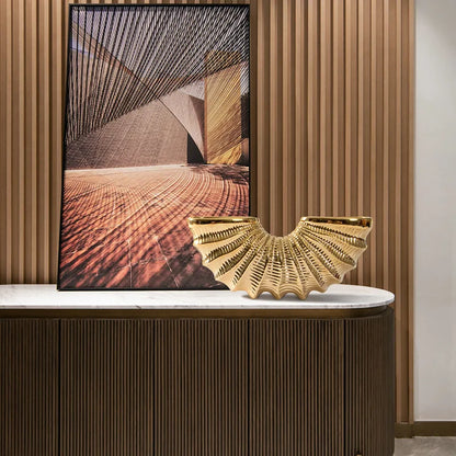 Decorbites™ Goldene Schale Keramikvase | Geometrisches Design | Wohnzimmerdekoration