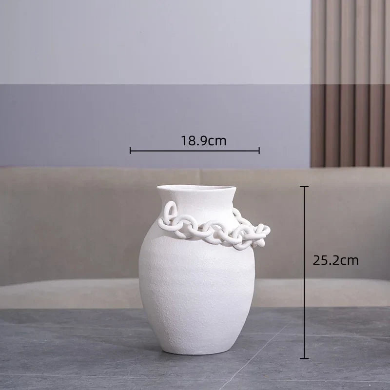 DecorBites™ Geometric Chain Porcelain Vase - Stylish Room Decor & Flower Vase