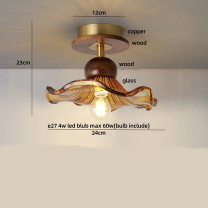 Decorbites™ Amber Ice Crack Glass Wood Deckenleuchte - Nordisch Modernes LED-Leuchten