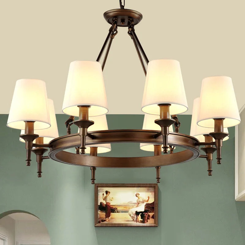 DecorBites™ Country Retro Chandelier Fabric Lampshade Ceiling Pendant Light for Home Indoor Decor