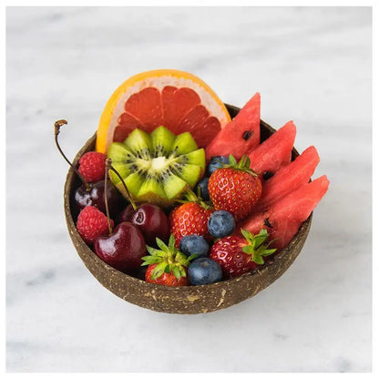 Decorbites™ Kokosnussschalen-Set mit Holzlöffel: Natürliches handgefertigtes Tischgeschirr für Desserts, Früchte, Salate