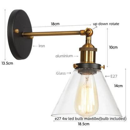 Decorbites™ Klares Glas Eisen LED Wandlampe Rustikales Industrielles Vintage Steckdosensleuchte