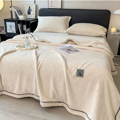 DecorBites™ Cozy Striped Knitted Velvet Blanket