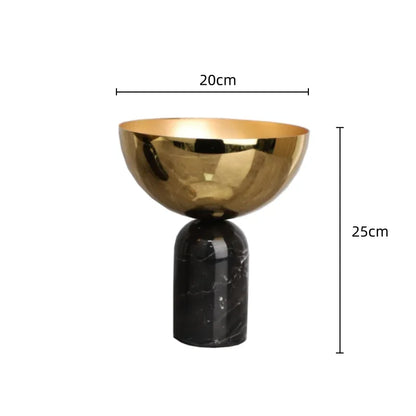 Decorbites™ Goldene Frucht-Schale Metall-Handwerkskunst mit Marmor-Basis Aufbewahrungsbehälter-Tablett