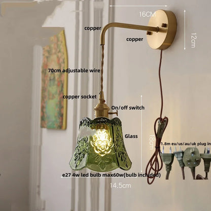 DecorBites™ Glass Clear LED Wall Light Fixture, Modern Copper Wall Lamp
