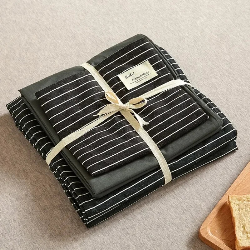 Decorbites™ Japanisches Gittermuster-Bettwäsche-Set aus gewaschener Baumwolle für sommerlichen Komfort