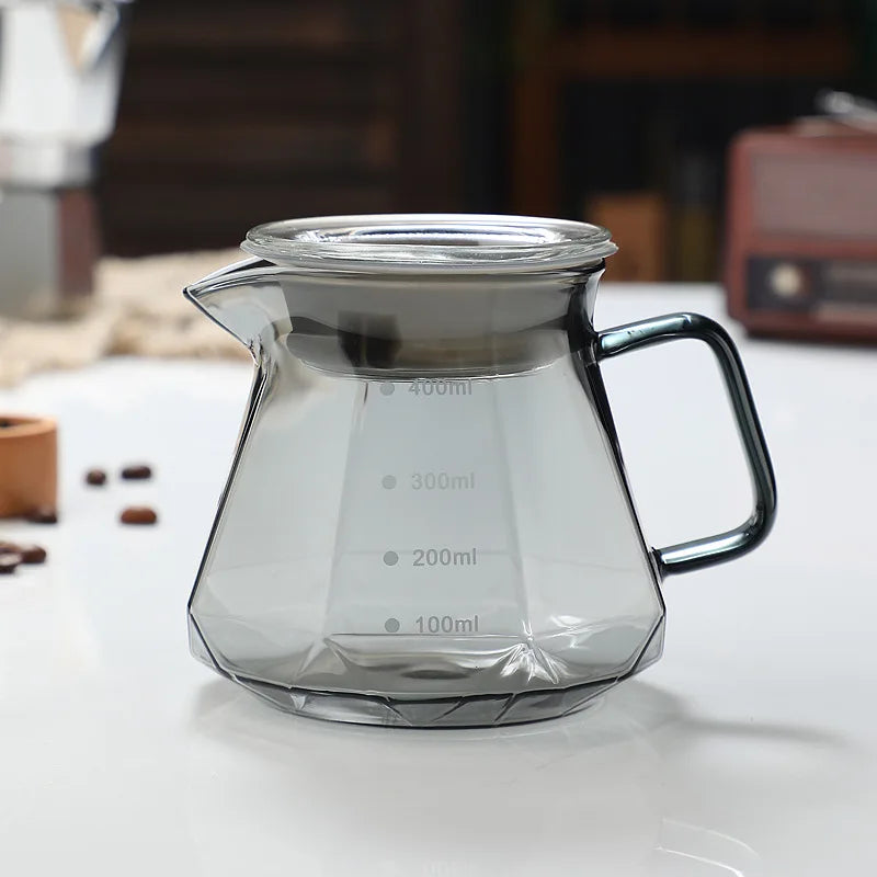 Decorbites™ Glas-Kaffeekanne Oktaedrischer Topf für Tee/Kaffee, 400/600 ml Wiederverwendbares Kaffeegeschirr