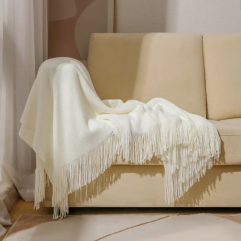 Decorbites™ Gestrickte Nordische Sofadecke - Weiche Wollmischung Bettrandtuch für Hotel-Schlafzimmer-Dekoration