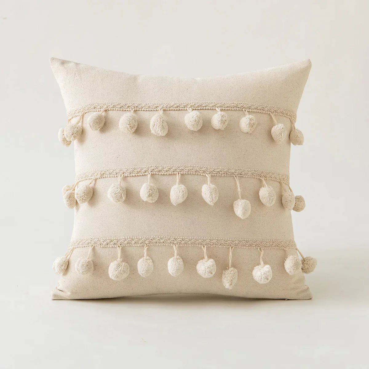 Decorbites™ Elfenbein Pompon-Quaste Kissenbezug 45x45cm/30x50cm Heimdekoration Sofa Saisonbezogen