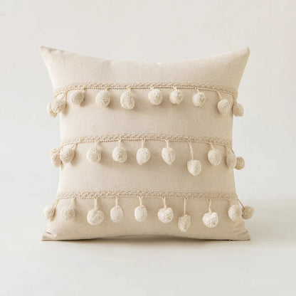 Decorbites™ Elfenbein Pompon-Quaste Kissenbezug 45x45cm/30x50cm Heimdekoration Sofa Saisonbezogen