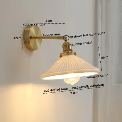 DecorBites™ Glass Copper LED Wall Lights Modern Style for Indoor Bedroom Living Room
