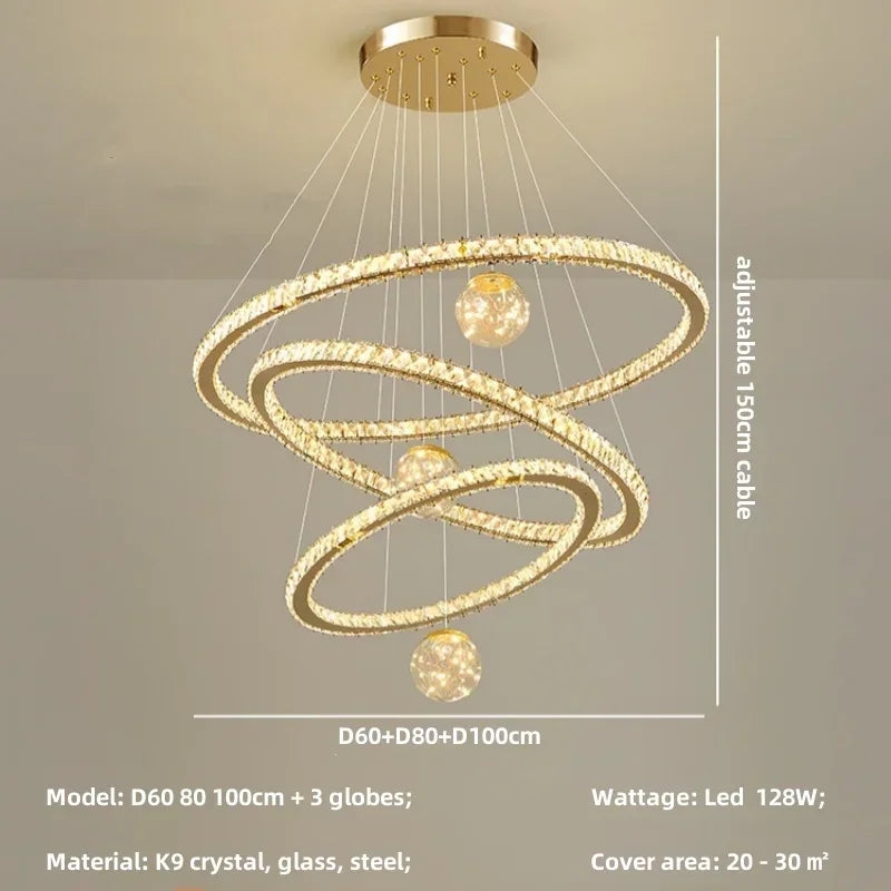 Decorbites™ Kristall-LED-Kronleuchter: Moderne Pendelleuchten für das Wohnzimmer, Glasglobus-Hängeleuchte