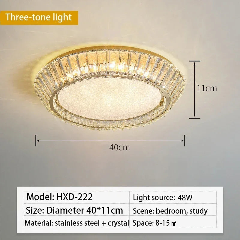 Gold Crystal LED Ceiling Light Dia80cm 192W