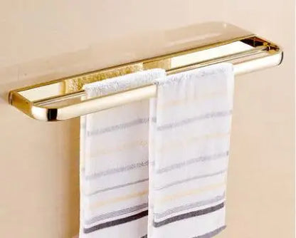 Decorbites™ Gold Messing Badezimmer-Hardware-Set: Papierhalter, Handtuchstange, Seifenkorb, Handtuchhalter