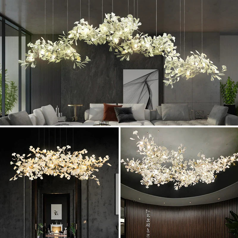 Decorbites™ Ginkgo Biloba Kronleuchter: Elegantes Duplex Wohnzimmer Hotel-Lobby-Pendant-Licht