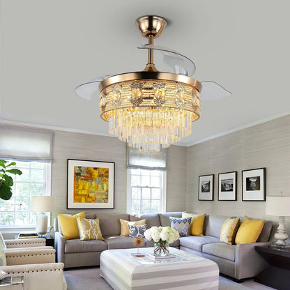 Decorbites™ Gold Smart-Deckenventilator-Leuchter mit LED-Lichtern, 6 Geschwindigkeiten, 3 Köpfe