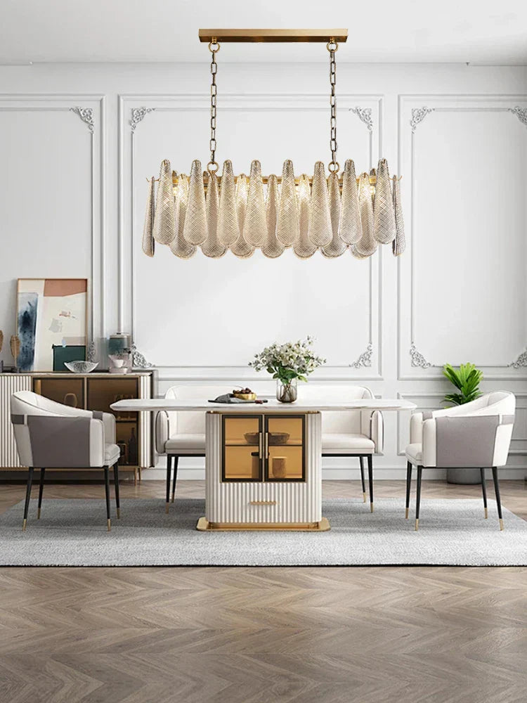 Decorbites™ Gold-Glas-Hängeleuchte für Esstisch & Hotel, moderne Deckenleuchte für Eingangshalle