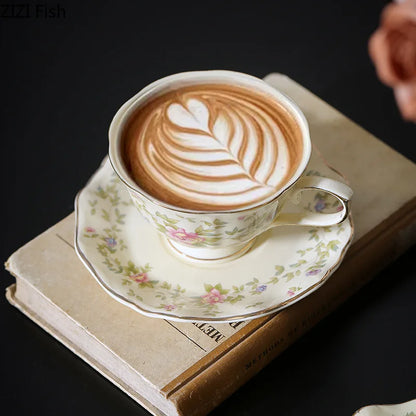 DecorBites™ Gold-plated Classical Ceramic Cup & Saucer Set for Dining Table Coffee Afternoon Tea