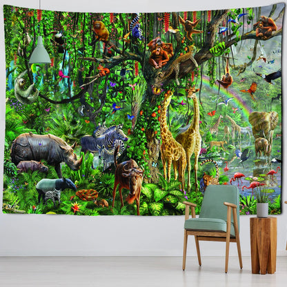 Decorbites™ Dschungel-Tier-Teppich-Wandbehang: Boho-Stil Heimdekoration & Kinderzimmer-Kunst