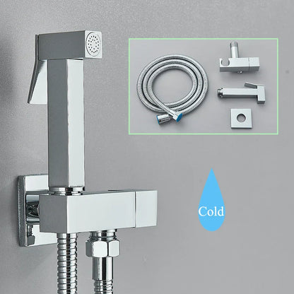 Decorbites™ Schwarze Messing-Bidetarmatur: Einhebel-Kaltwassertemperatur, Handbrause, Hygienischer Duschreiniger