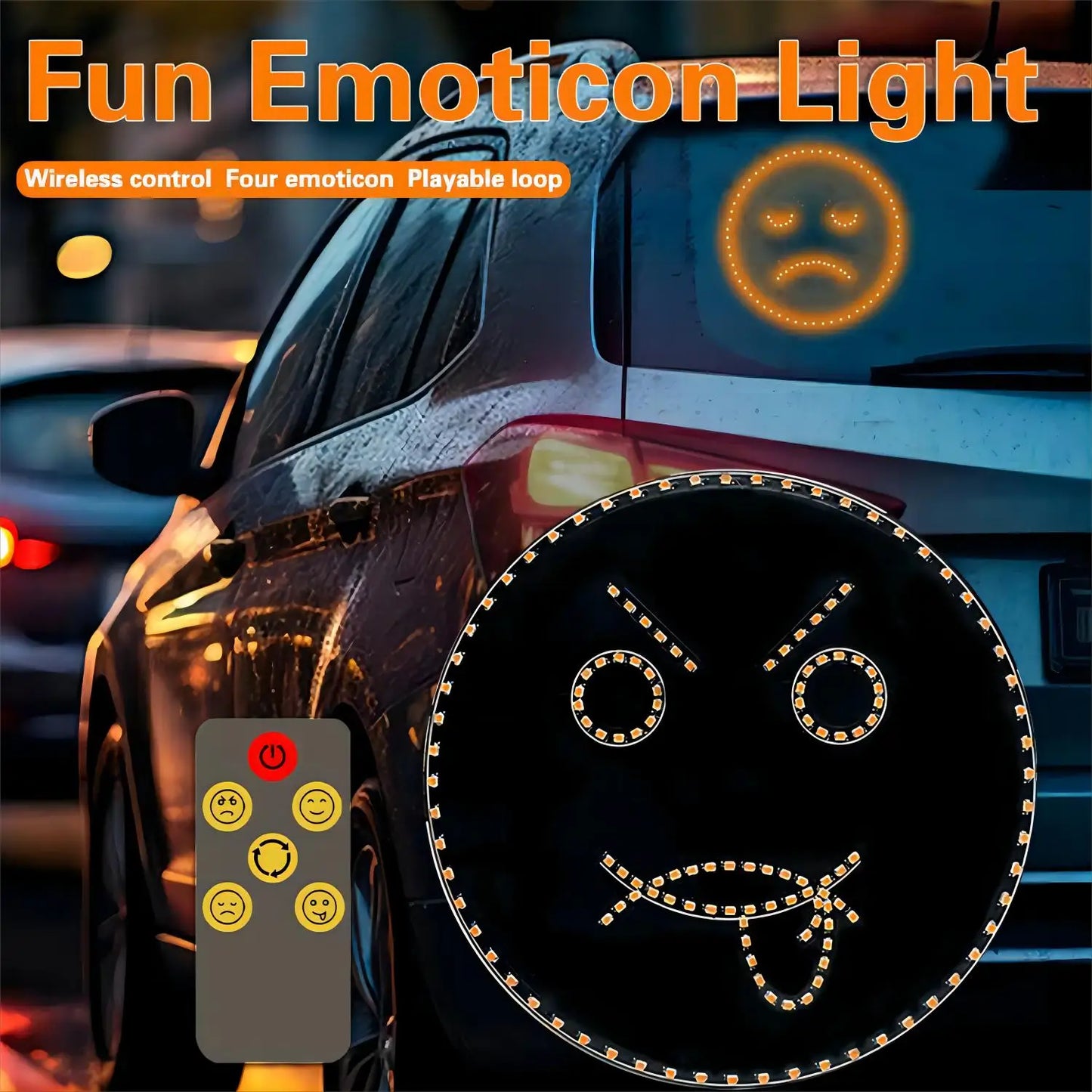 Decorbites™ Lustiges Emoticon-LED-Schild mit Fernbedienung für die Rückscheibe des Autos
