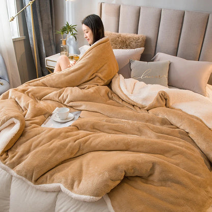 Decorbites™ Gemütliche Flanell-Bettwäsche für Doppelbett - Herbst Winter Wärme Decke Quilt