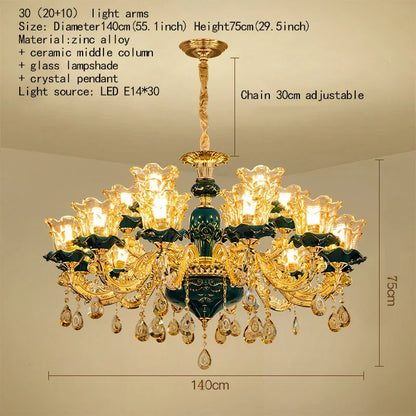 Decorbites™ Dunkelblaues Kristall-Lüster, Vintage-Stil Deckenleuchte für Wohnzimmer, Schlafzimmer, Villa