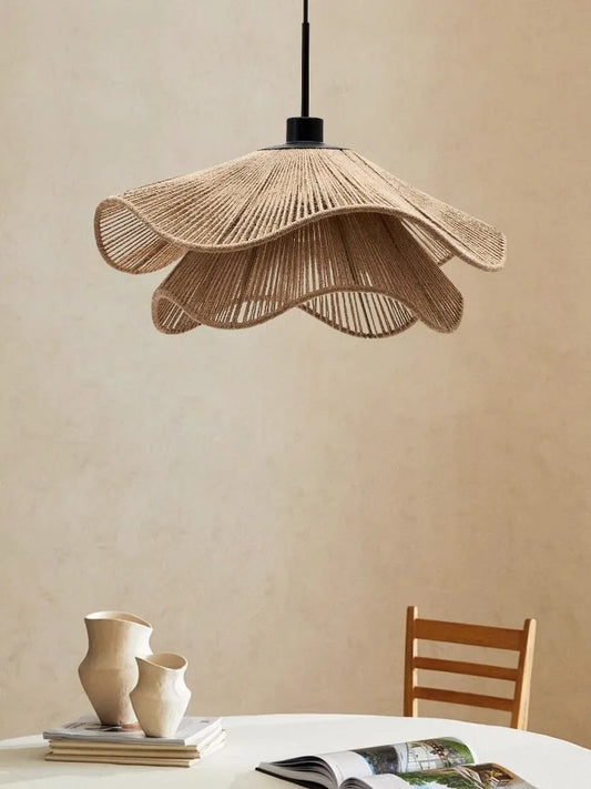 Decorbites™ Hanfseil-Leuchter: Nordisch-minimalistisches Wabi-Sabi LED-Hängeleuchte für Esszimmer & Schlafzimmer