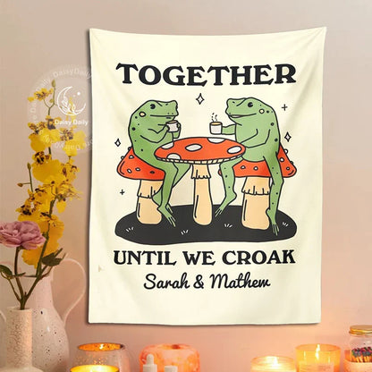 DecorBites™ Cute Cartoon Frog Moon Phase Tapestry for Girls Dorm Room Decor