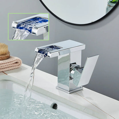 Decorbites™ LED Schwarzer Wasserfall Beckenarmatur: Deckengemontierter Hydroelektrischer Mischbatterie Hahn
