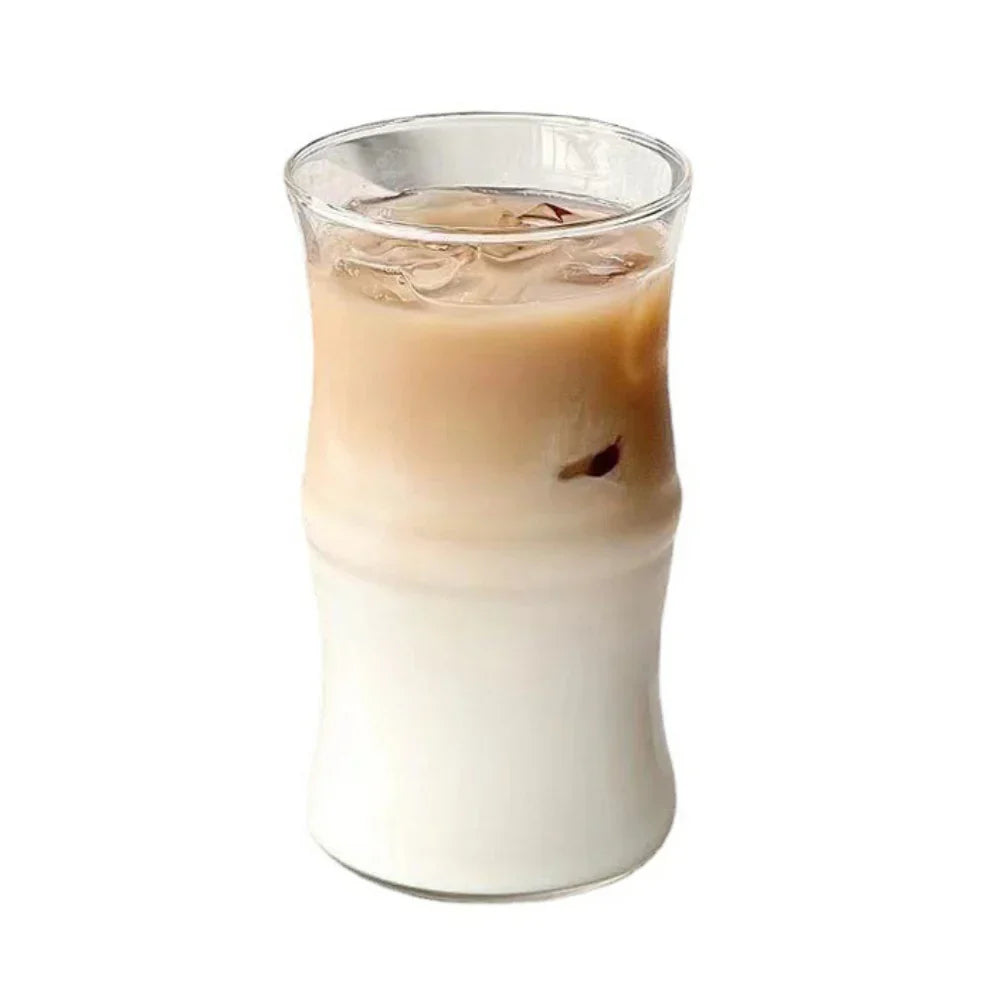 Decorbites™ Glas Bambus-Knoten-Becher – Süßer klarer Glas-Kaffeebecher für heiße oder kalte Getränke