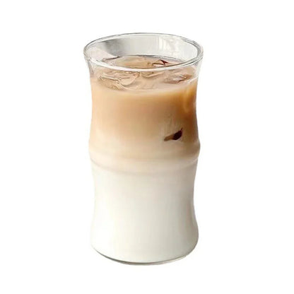 Decorbites™ Glas Bambus-Knoten-Becher – Süßer klarer Glas-Kaffeebecher für heiße oder kalte Getränke