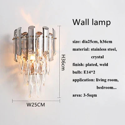 Gold Crystal Ceiling Chandelier Amber DIA95cm