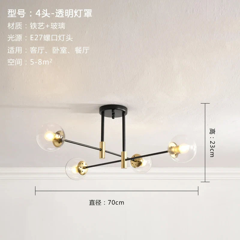 DecorBites™ Glass Ball LED Chandelier Ceiling Light for Living Room and Kitchen